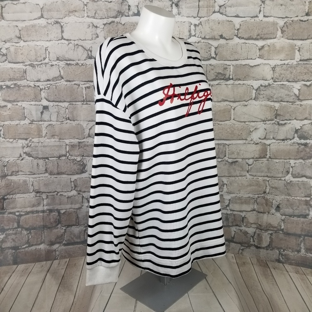 Tommy Hilfiger Sweatshirt Striped Spellout Large - Picture 3 of 8